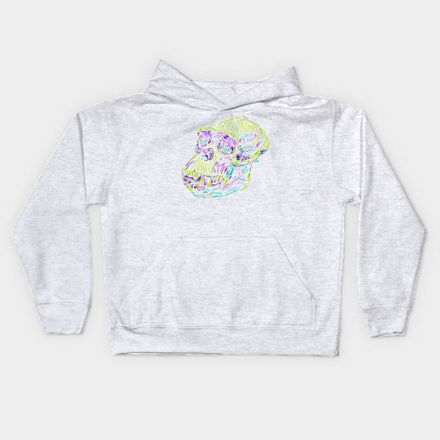 2021 03 skulls chimp Kids Hoodie by Katherine Montalto